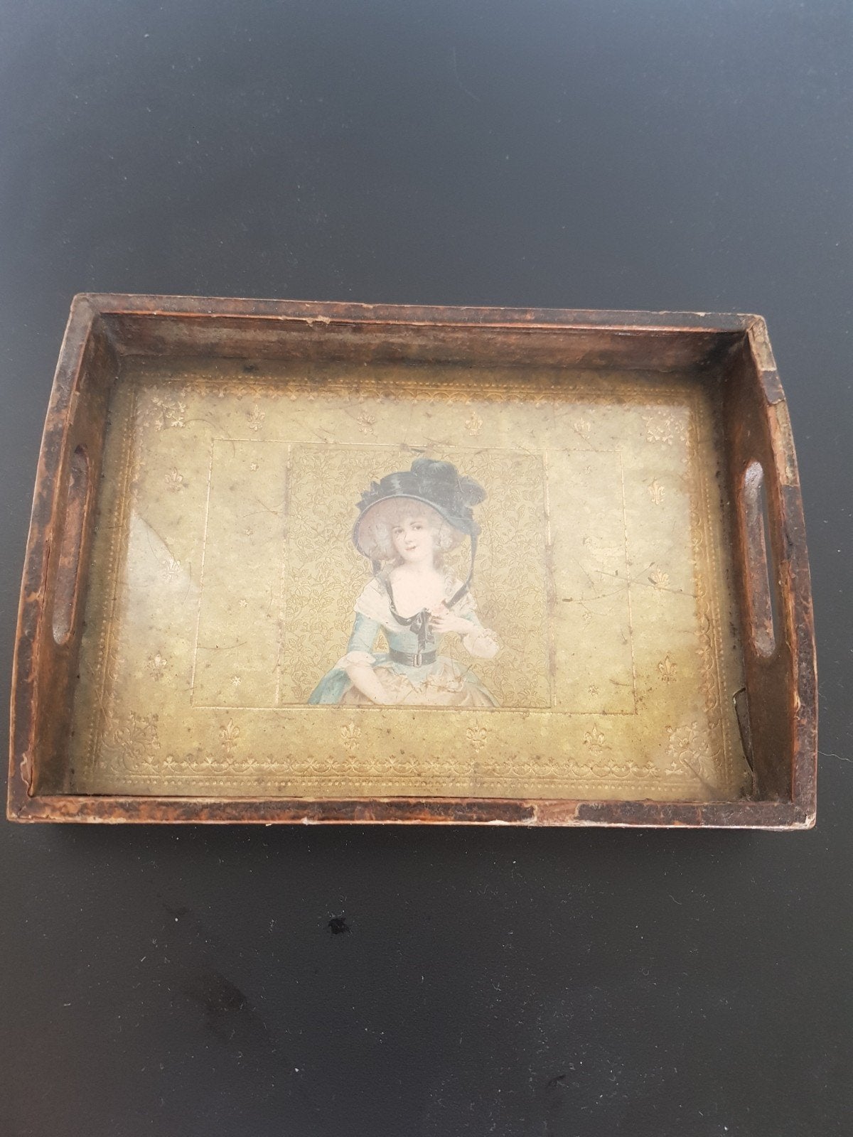 Charmant Antiek houten (kinder) dienblaadje, Ophalen of Verzenden