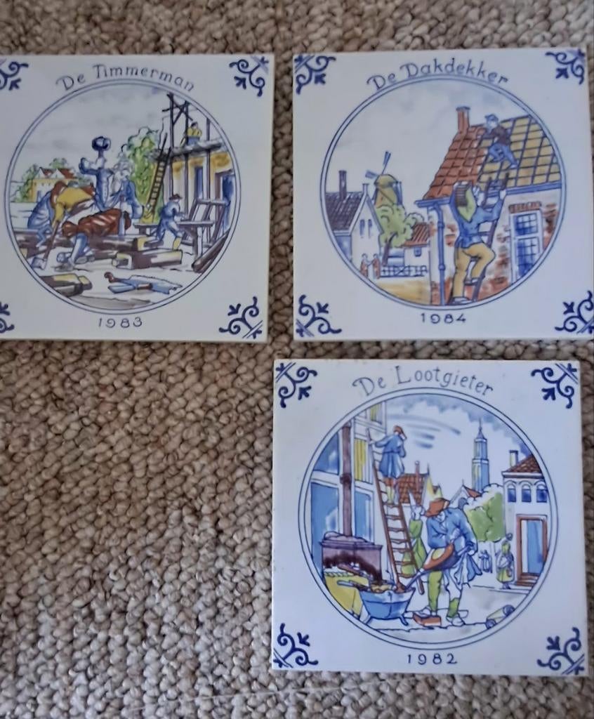 Drie wandtegels met beroepen, Westraven, Antiek en Kunst, Ophalen of Verzenden
