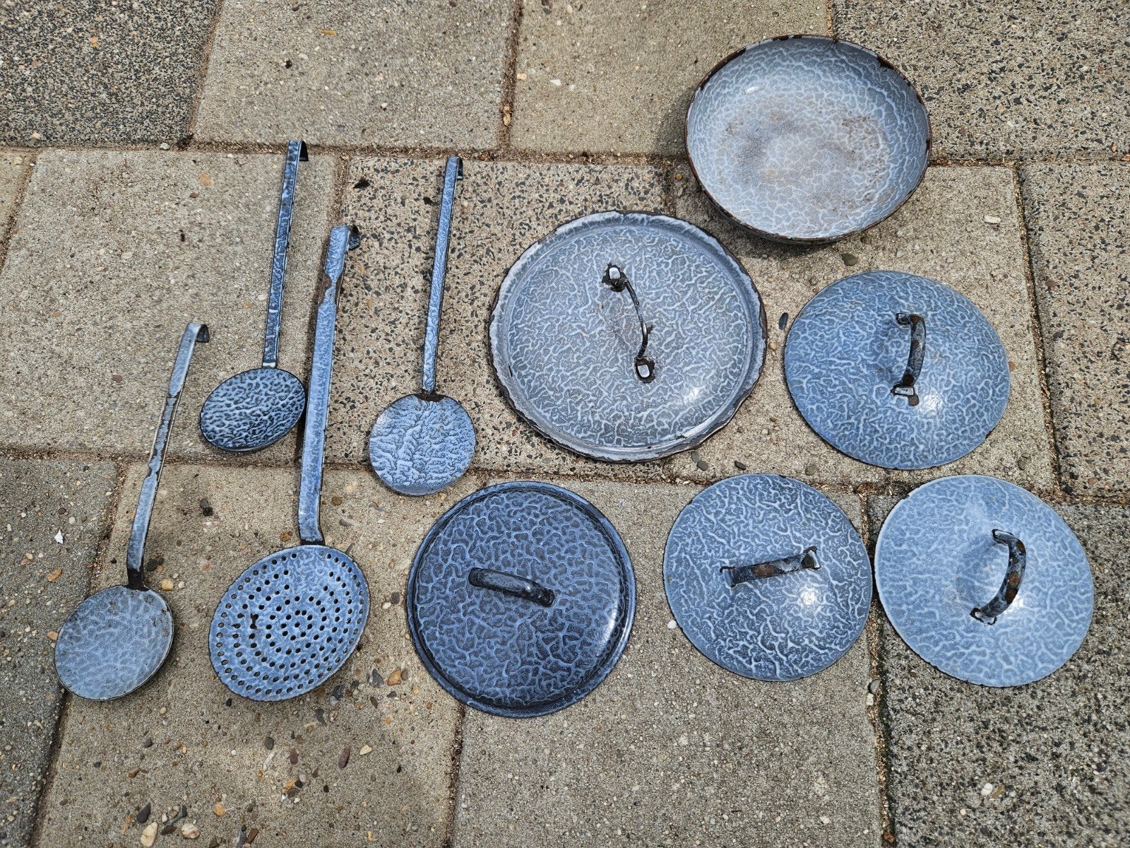 grijs gewolkte emaille, Antiek en Kunst, Ophalen of Verzenden