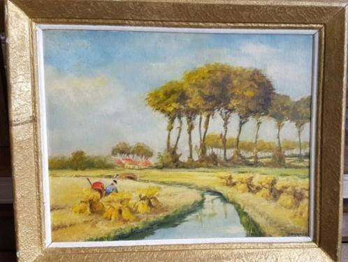 Olieverf Hollands landschap J. Ducaju, Antiek en Kunst, Kunst | Schilderijen | Klassiek, Ophalen