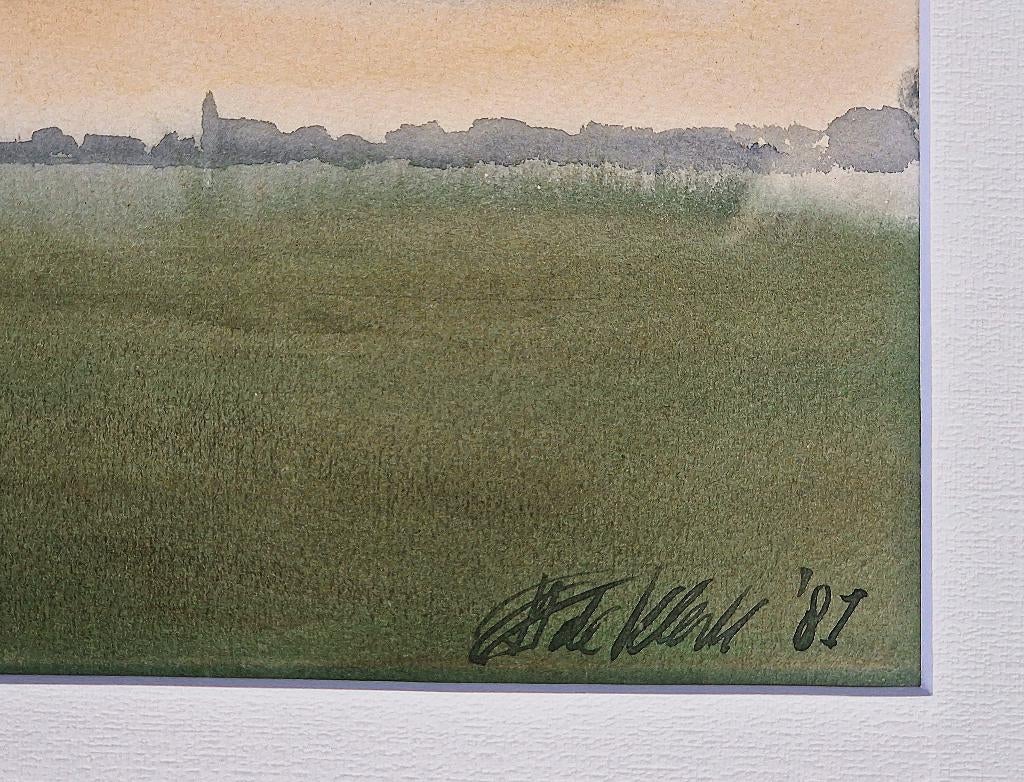 thomas de Klerk (1944-) grote aquarel "einde zomerdag", Ophalen of Verzenden