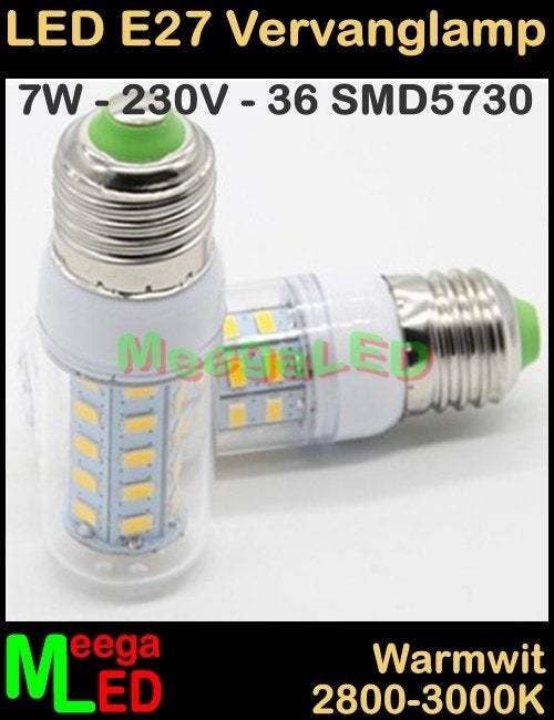 LED E27 - 7 Watt Mais / Corn lamp Warmwit 2800K - 40 stuks, Led-lamp, 60 watt of meer, Nieuw, Overige merken