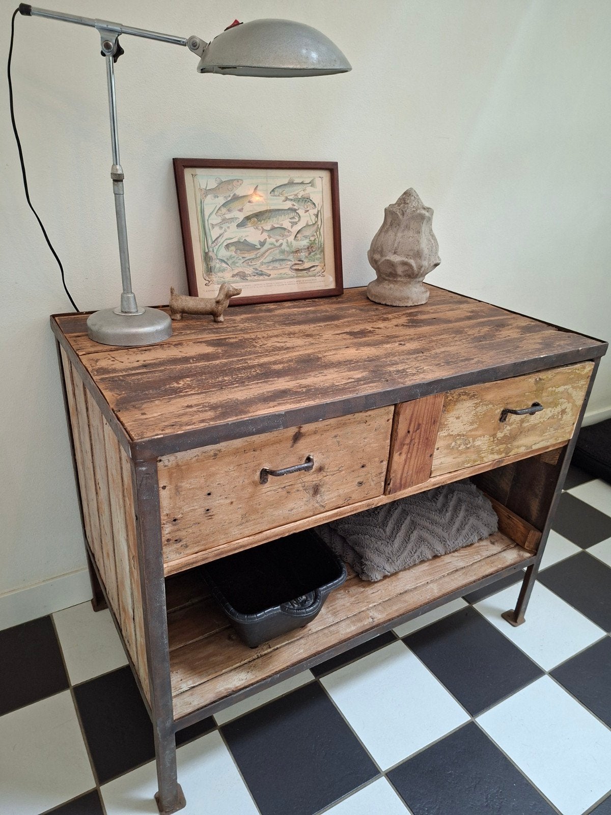 Vintage industriële ladenkast werkbank, Ophalen
