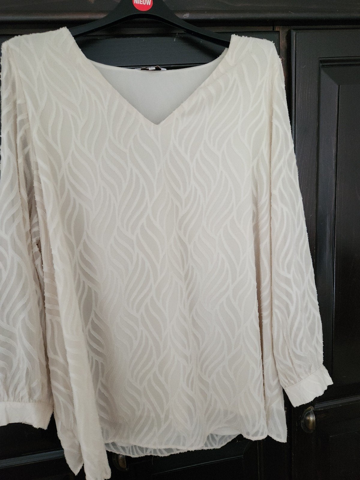 Prachtige roomwitte blouse 50/52, Kleding | Dames, Grote Maten, Ophalen of Verzenden, Zo goed als nieuw, Blauw, Blouse of Tuniek