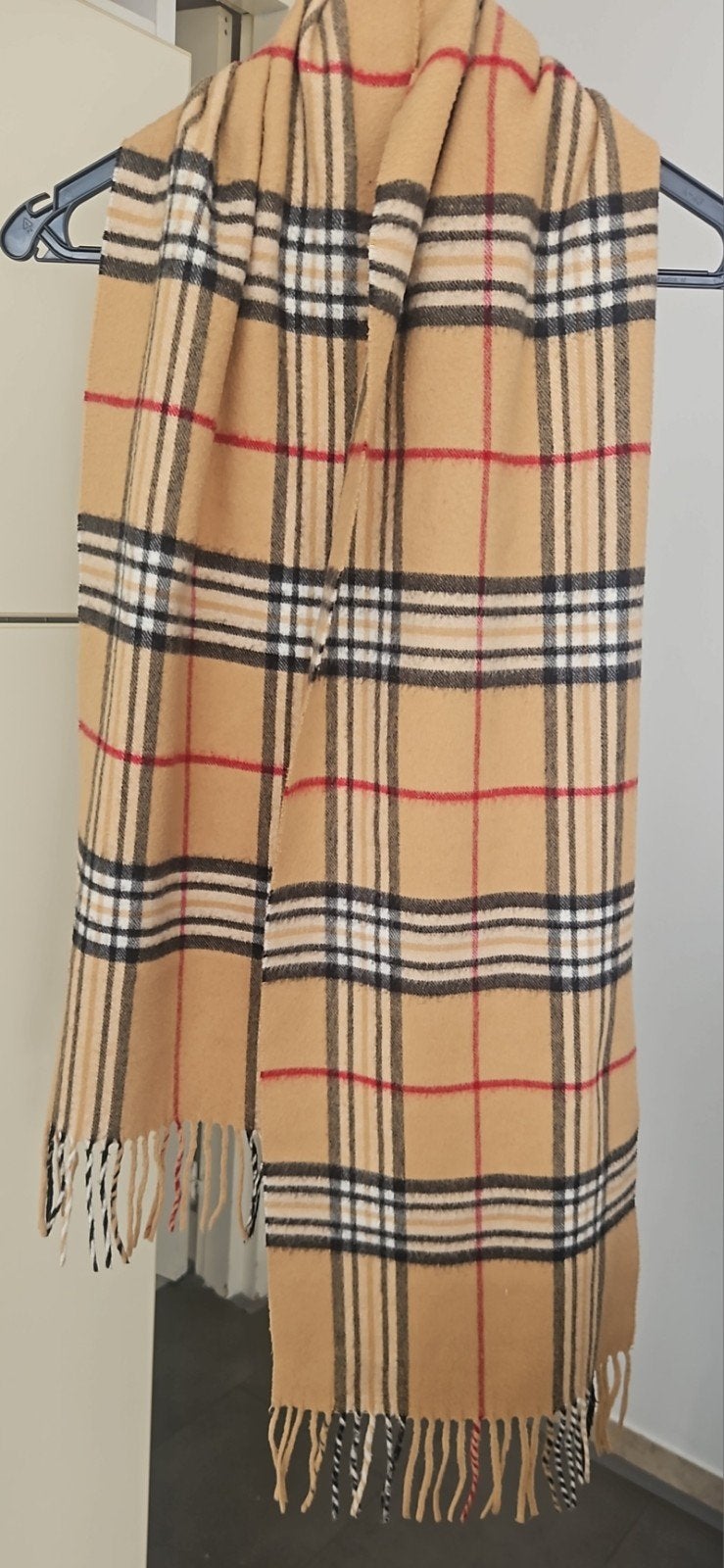 FRAAS Cashmink Geruite Sjaal Beige/Camel (Burberry stijl), Ophalen of Verzenden
