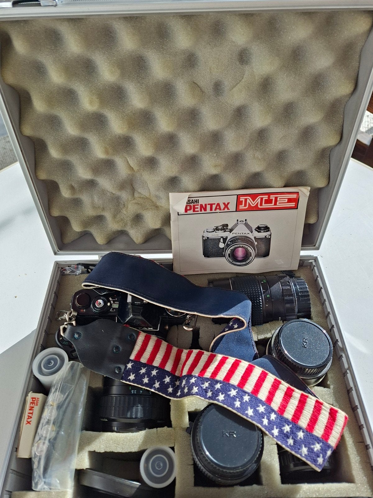 Pentax ME Spiegelreflexcamera met accessoires in koffer, Ophalen of Verzenden, Gebruikt, Spiegelreflex, Pentax