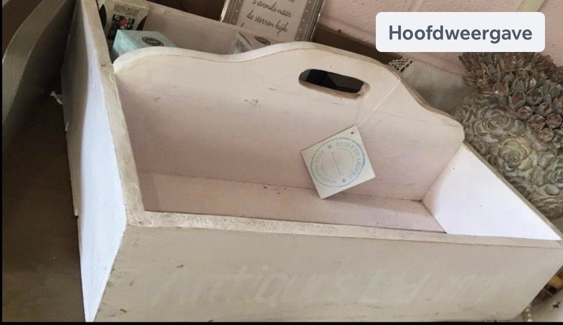 Decoratieve houten bak / dienblad - Brocante stijl, Hout, Ophalen of Verzenden, Wit, Gebruikt