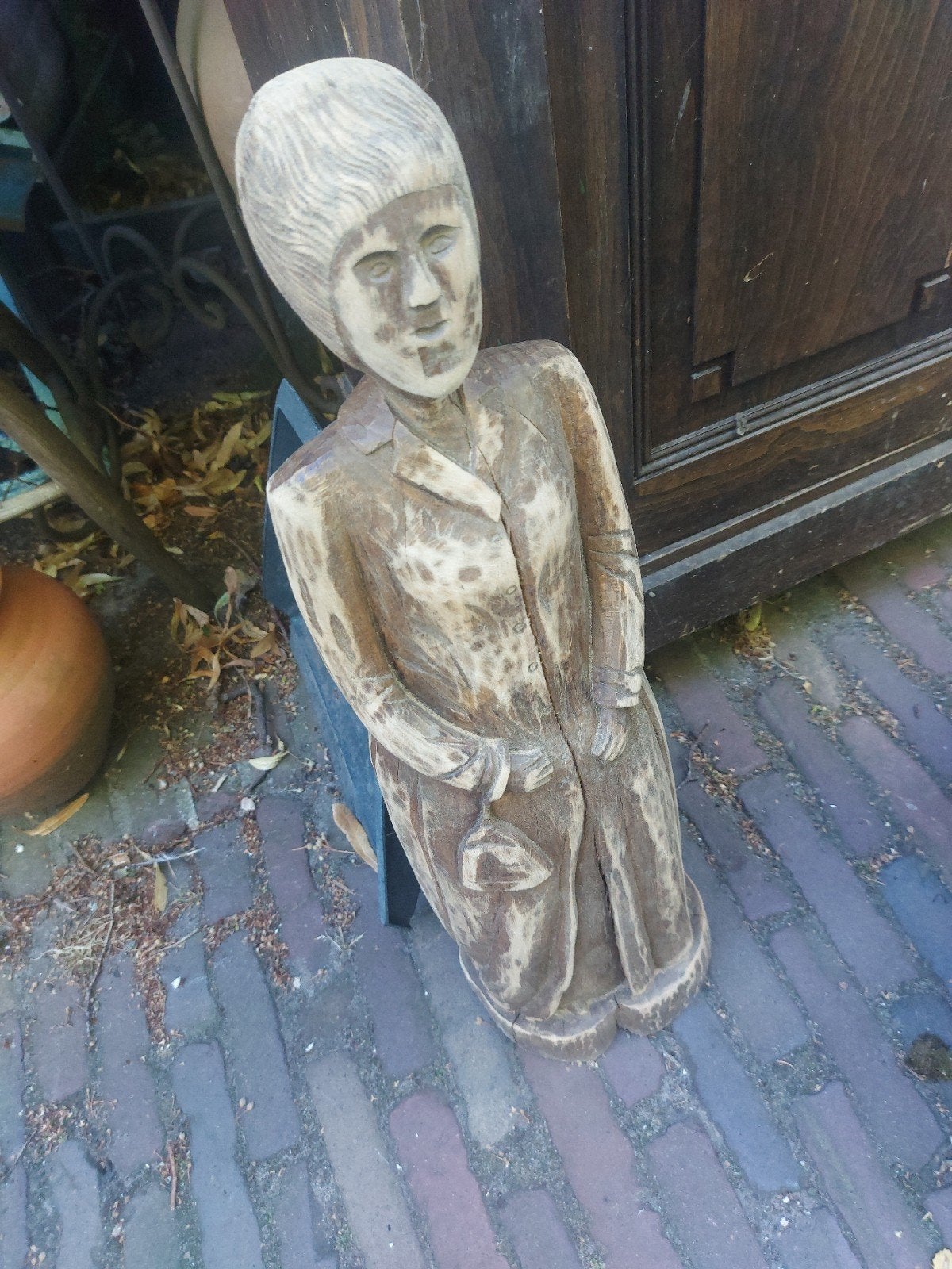 antiek / oud houten kerkbeeld  hoog 72 cm, Antiek en Kunst, Ophalen