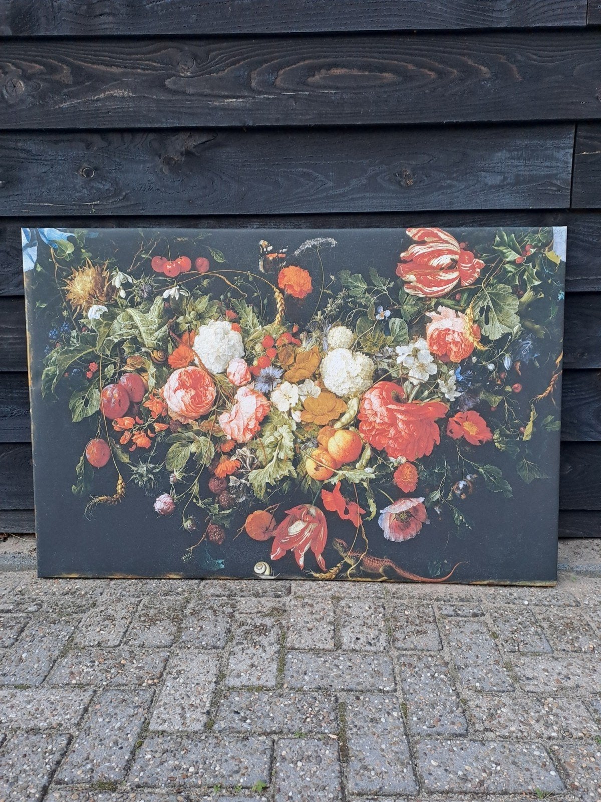Groot canvasdoek "Opgemaakt Bloemstuk" - 120x80 cm, Ophalen, Gebruikt, Print, 100 tot 125 cm
