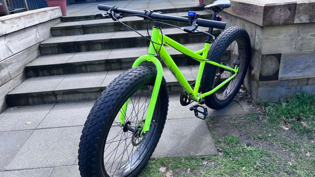 Unieke Fat Tire Bike 7 versnellingen MTB neon geel, Ophalen of Verzenden, Zo goed als nieuw, 26 inch of meer, Versnellingen