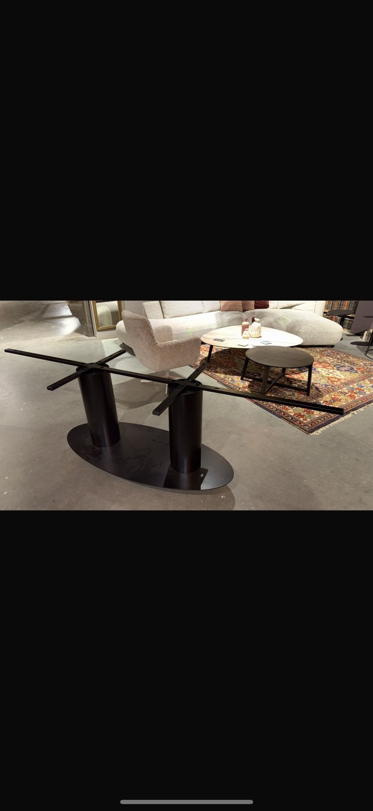 Grote ovale voet low dining van passe partout zwart sraal, Huis en Inrichting, Ophalen, Ovaal, 200 cm of meer