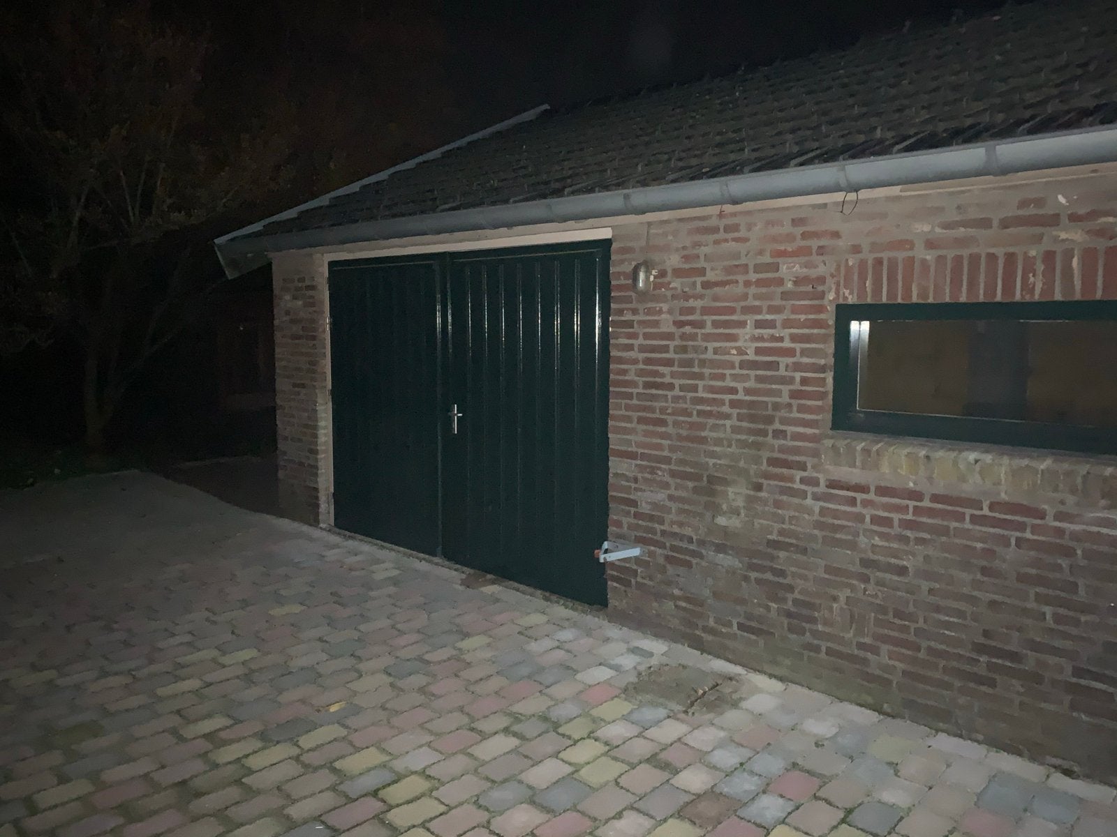 Hard houten Garagedeuren - Groen geverfd, Ophalen, 120 cm of meer, Garagedeur, Zo goed als nieuw