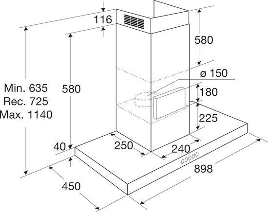 ETNA AB691ZT Slimline 90 cm mat zwart (Afzuigkap) *Nieuw*, Nieuw, Ophalen of Verzenden, ETNA 1, ETNA