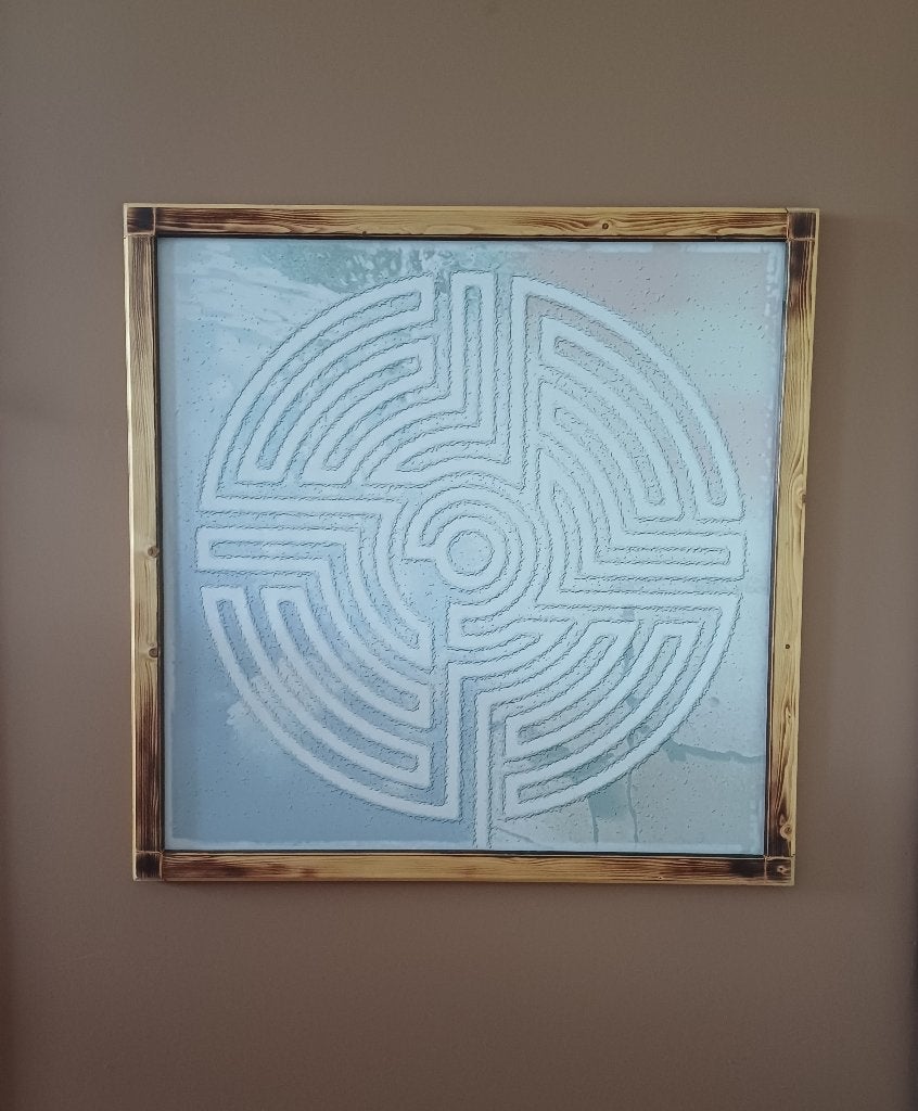 Grote ingelijste poster Labyrint - handgemaakte houten lijst, Ophalen, Bruin, Hangend, Fotolijst