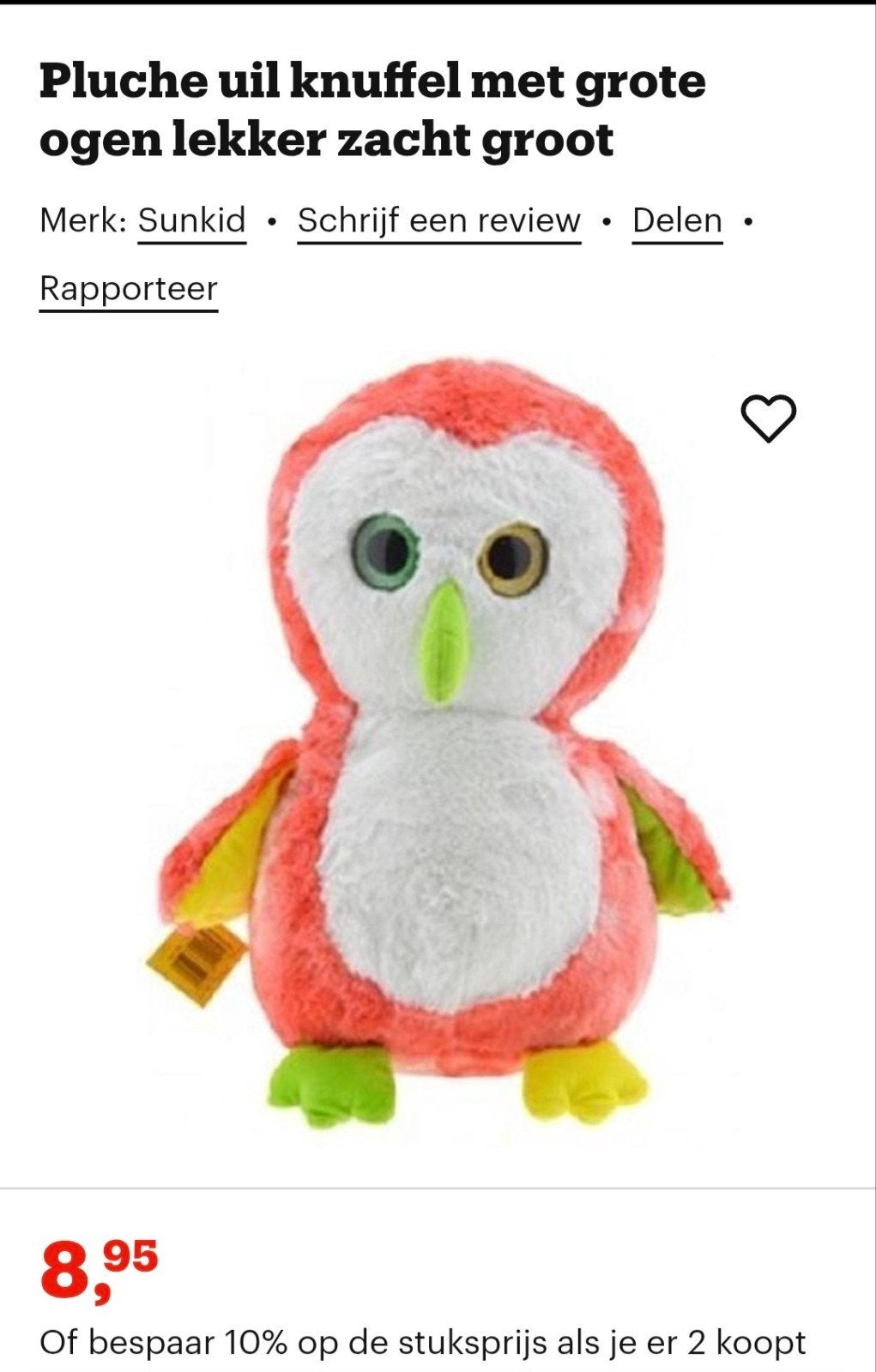 24 stuks omdoos Sunkid Pluche Uil Knuffel - Zacht en Kleurri, Sunkid, Nieuw, Ophalen of Verzenden, Sunkid