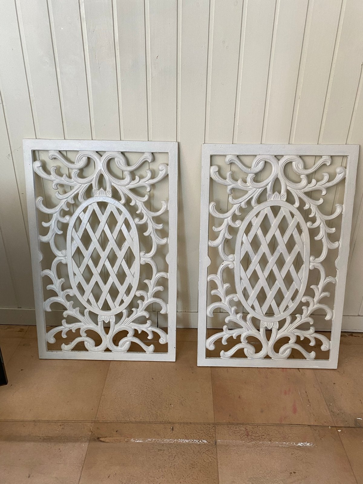 Set van 2 Landelijke Raamschermen - Wit, 45.5x71.5cm, Huis en Inrichting, Ophalen, Gebruikt, Landelijk, Metaal