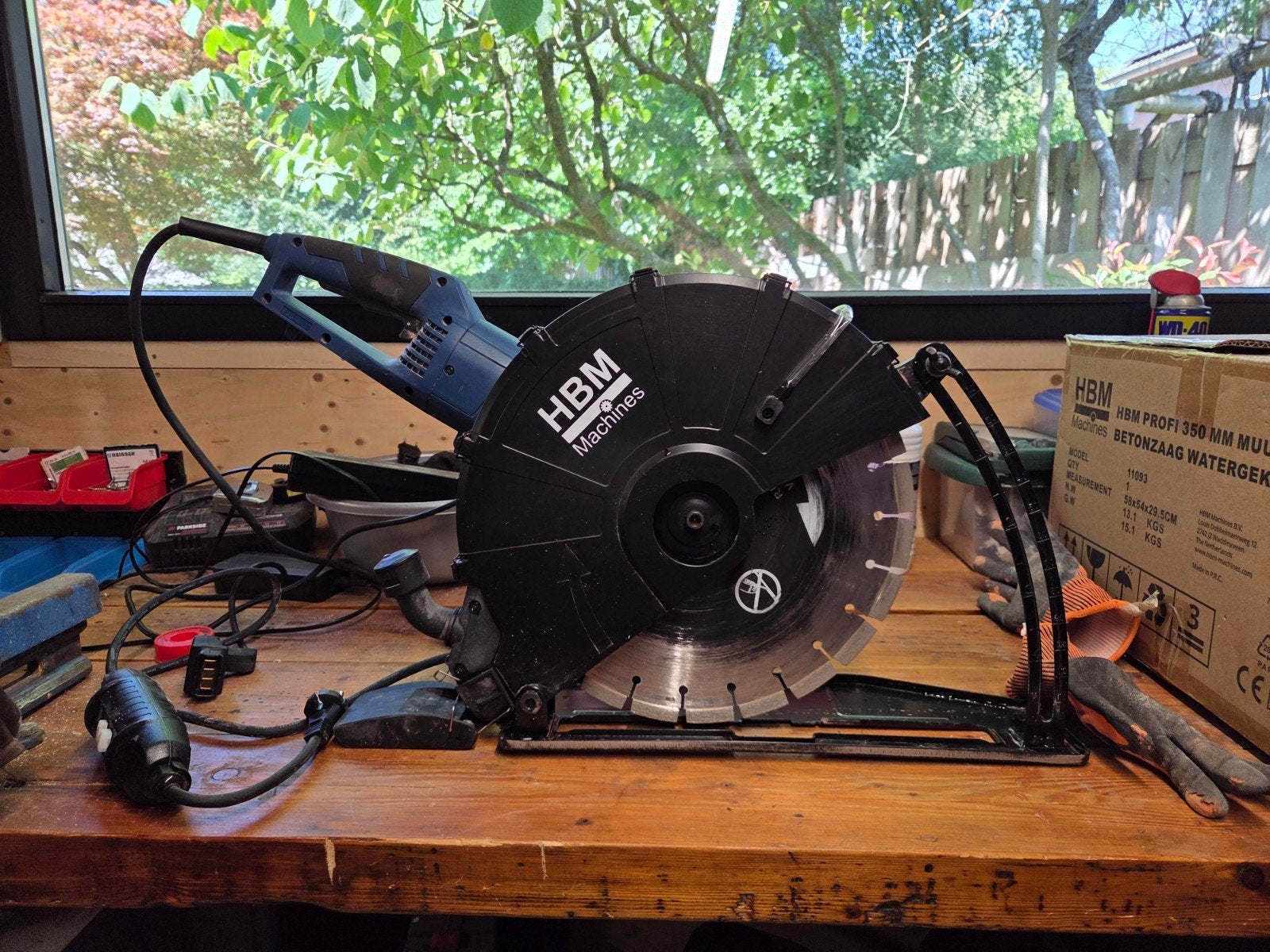 HBM Profi 350mm Muurzaag/Betonzaag Watergekoeld 2600W, Ophalen, Zo goed als nieuw, 1200 watt of meer, 70 mm of meer