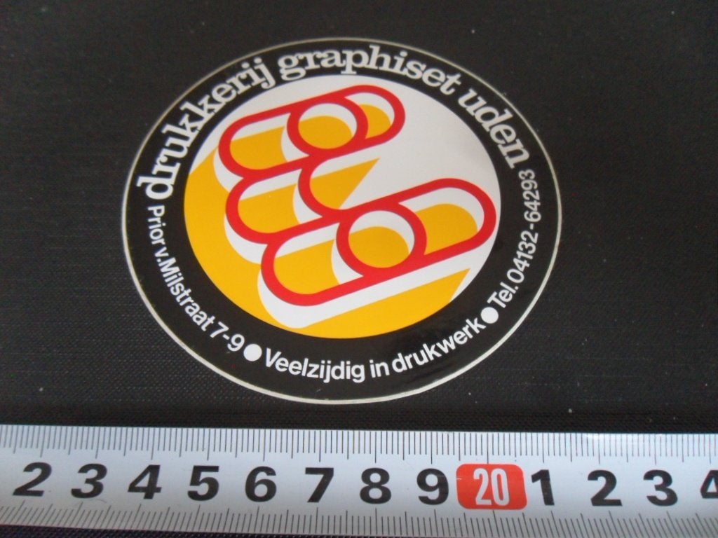 sticker drukkerij graphiset uden prior v milstraat, Ophalen of Verzenden, Zo goed als nieuw