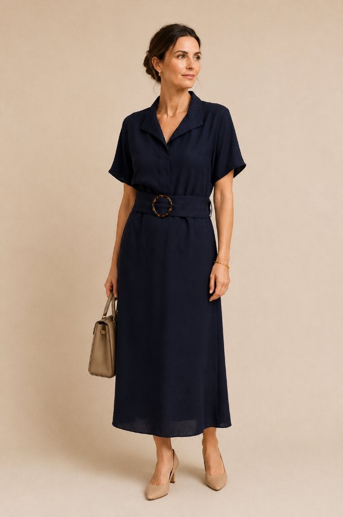 Natan Navy Blauwe Maxi Jurk Quiet Luxury Old Money Maat 40, Kleding | Dames, Jurken, Zo goed als nieuw, Maat 38/40 (M), Blauw