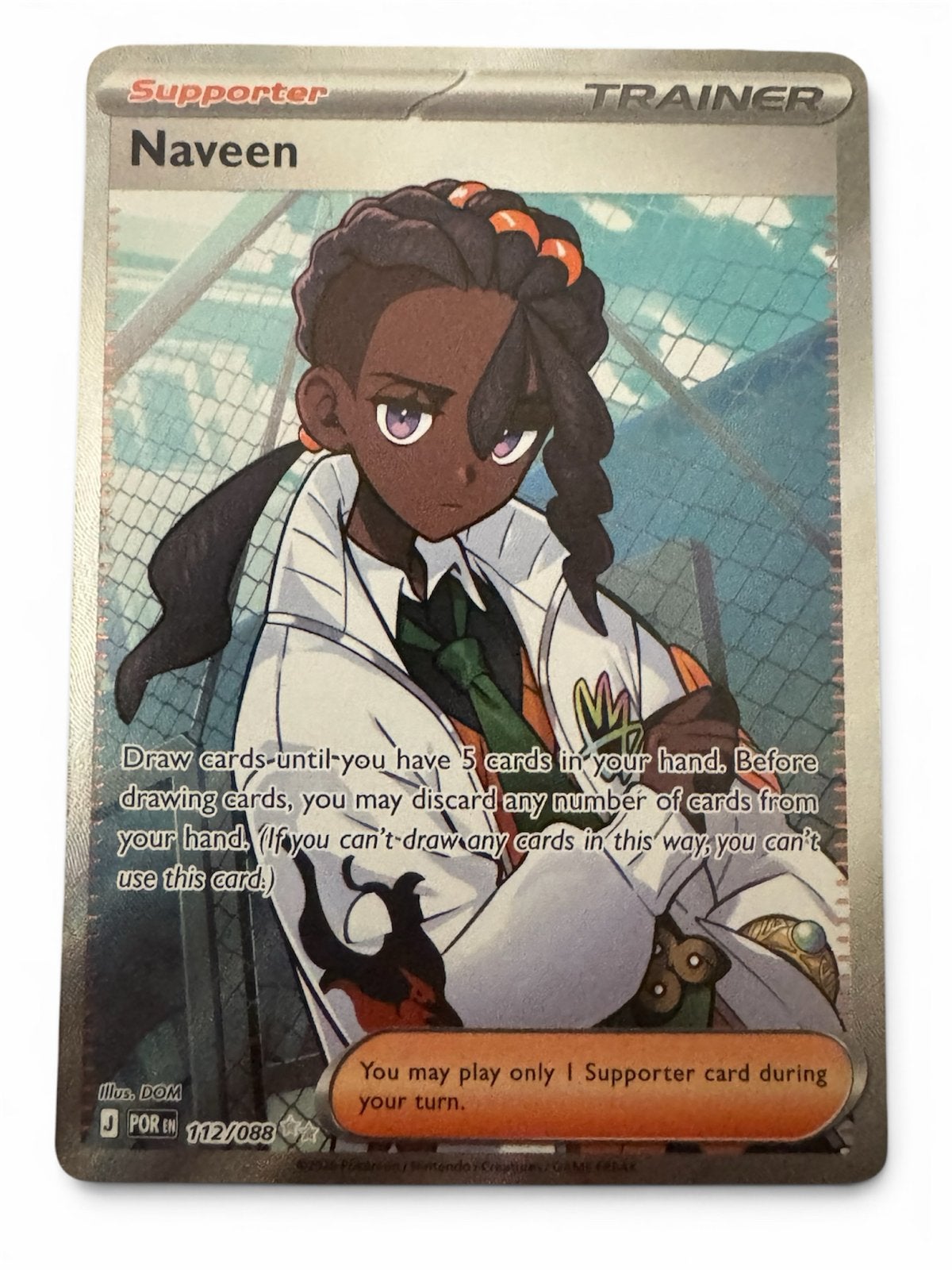 Pokémon TCG Naveen Supporter Trainer Kaart 112/088, Ophalen of Verzenden, Zo goed als nieuw, Losse kaart, Foil