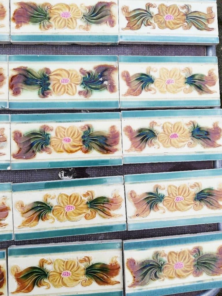 30 stuks mooi afgebiesde antieke randtegels 15x7,5cm, Ophalen