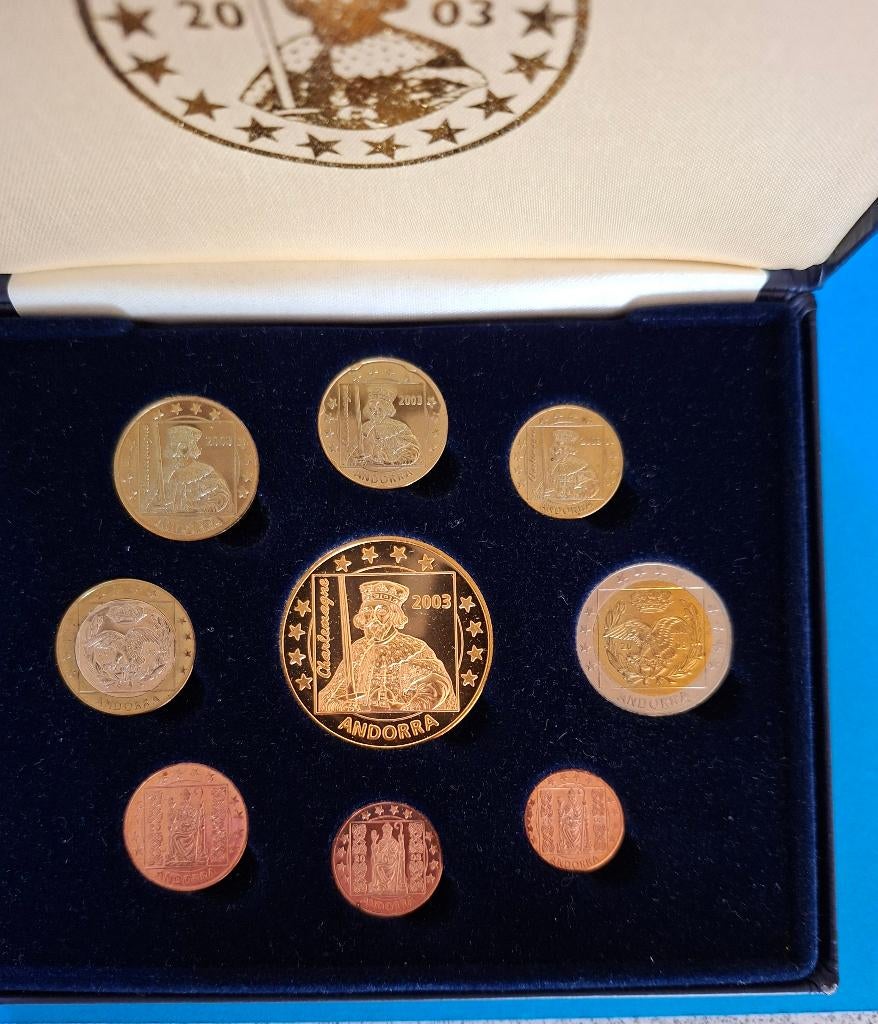 Andorra Probeset 2003 Euro's in casette en met certificaat, Postzegels en Munten, Munten | Europa | Euromunten, Verzenden, Overige landen