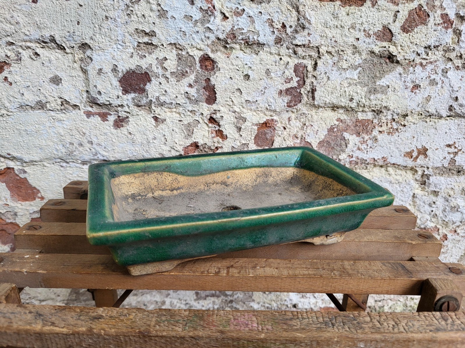 Groen brocante aardewerken schaaltje  / allegonda, Ophalen of Verzenden