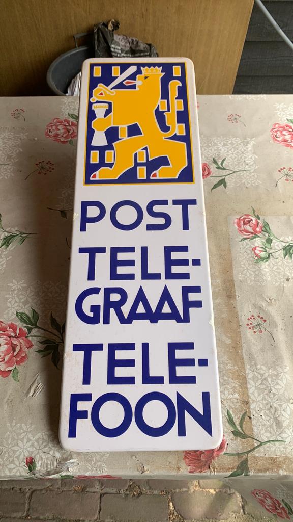 Emaille reclamebord PTT, Ophalen of Verzenden, Gebruikt, Reclamebord