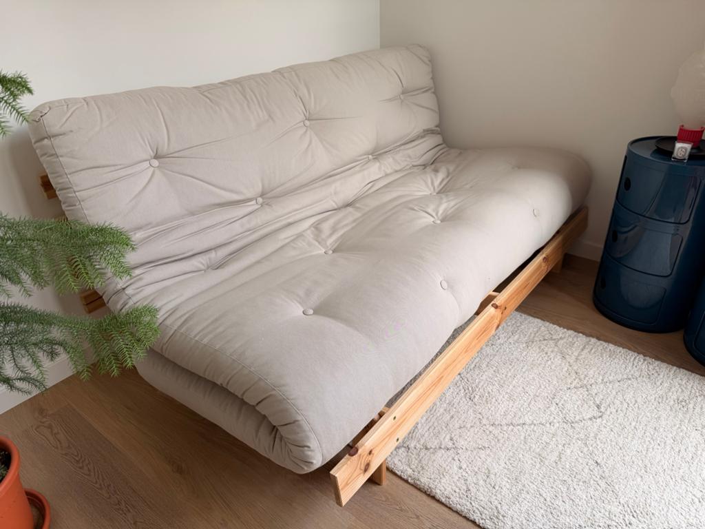 Karup Design Roots 160 Slaapbank Grenen Beige, Huis en Inrichting, Slaapkamer | Slaapbanken, Ophalen, Gebruikt, Beige, Tweepersoons