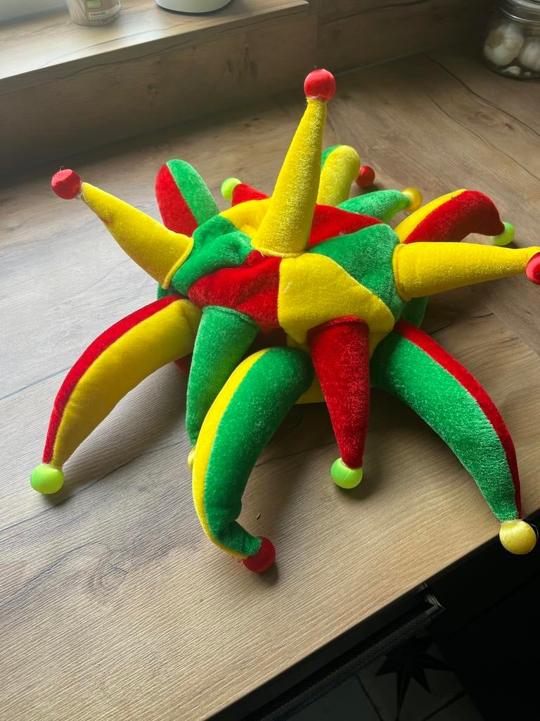 Rood gele groene carnavalshoed, Carnaval, Overige maten, Ophalen of Verzenden, Zo goed als nieuw