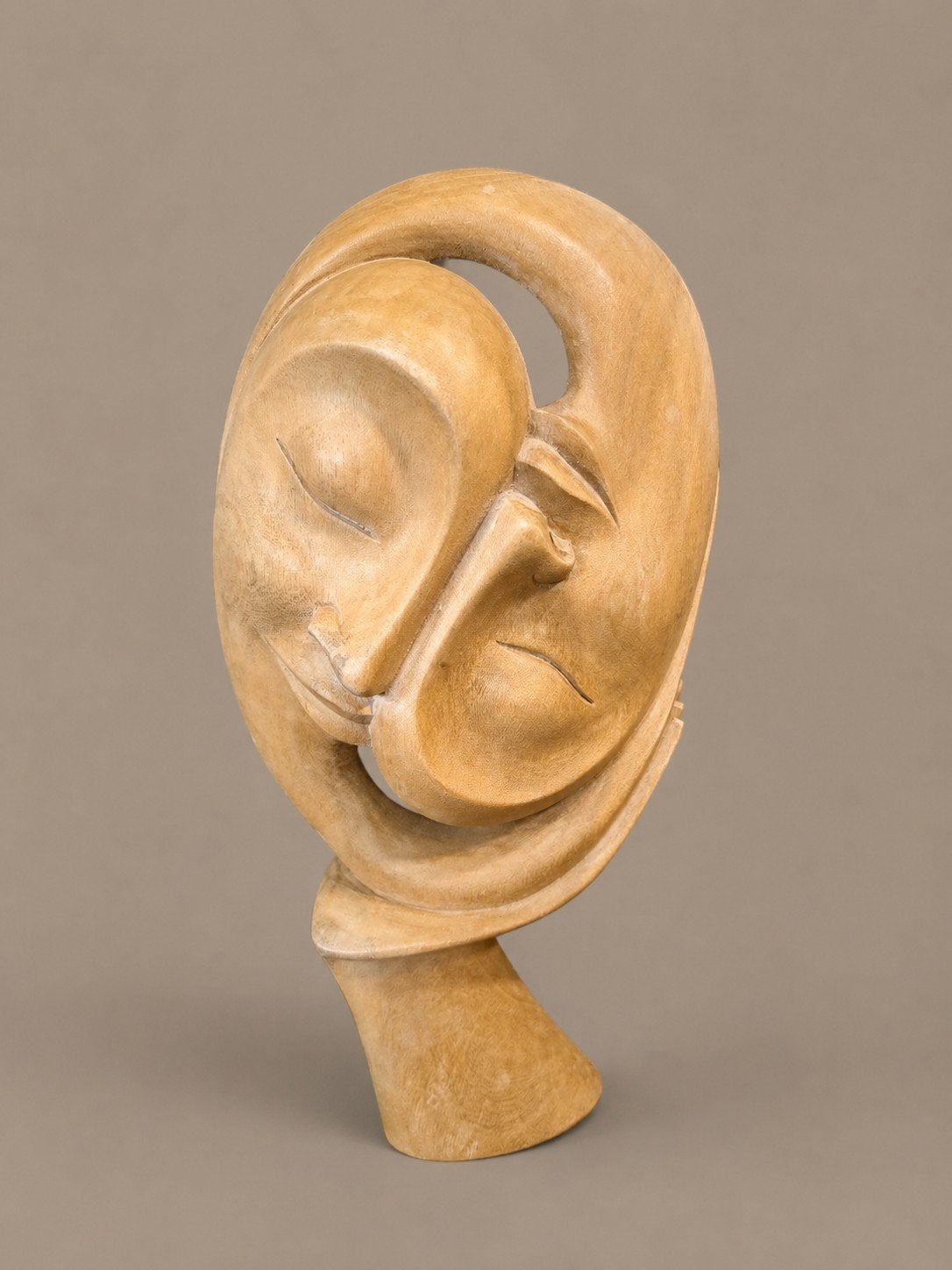 Balinees Houtsnijwerk: Twee Geliefden Yin Yang - 25cm, Ophalen of Verzenden, Handgemaakt, 20 - 50 cm, Hout