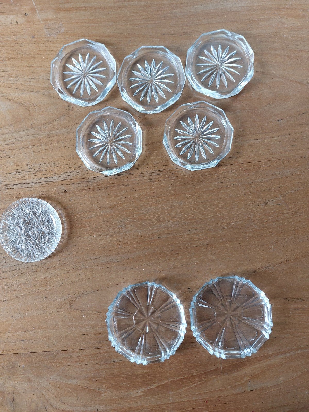 Vintage Glazen Onderzetters - 3 Verschillende Soorten, Huis en Inrichting, Ophalen of Verzenden, Glasonderzetter, Gebruikt, Glas