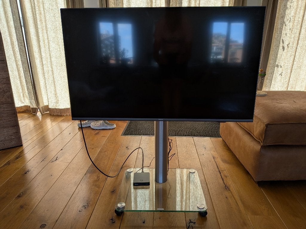 Verrijdbare tv-standaard van Spectral (glas & metaal), Ophalen, Gebruikt