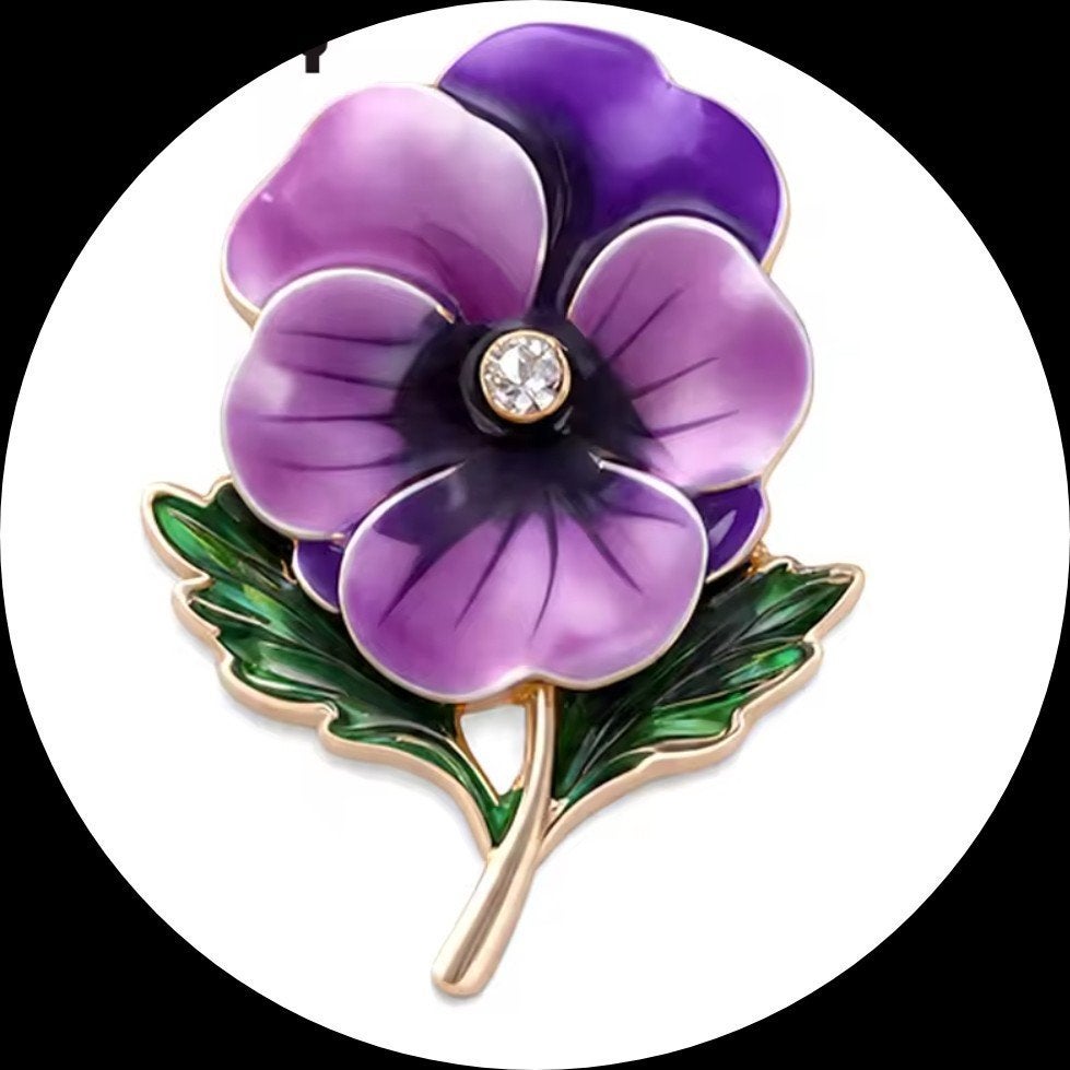 Nieuwe Broche Viooltje Bloem met Kristal, Overige materialen, 4 tot 7 cm, Paars, Nieuw