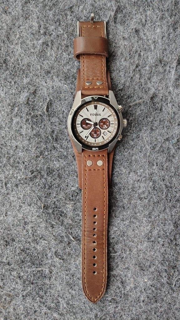 Stoere Fossil horloge, Ophalen of Verzenden, Zo goed als nieuw, Leer, Overige merken