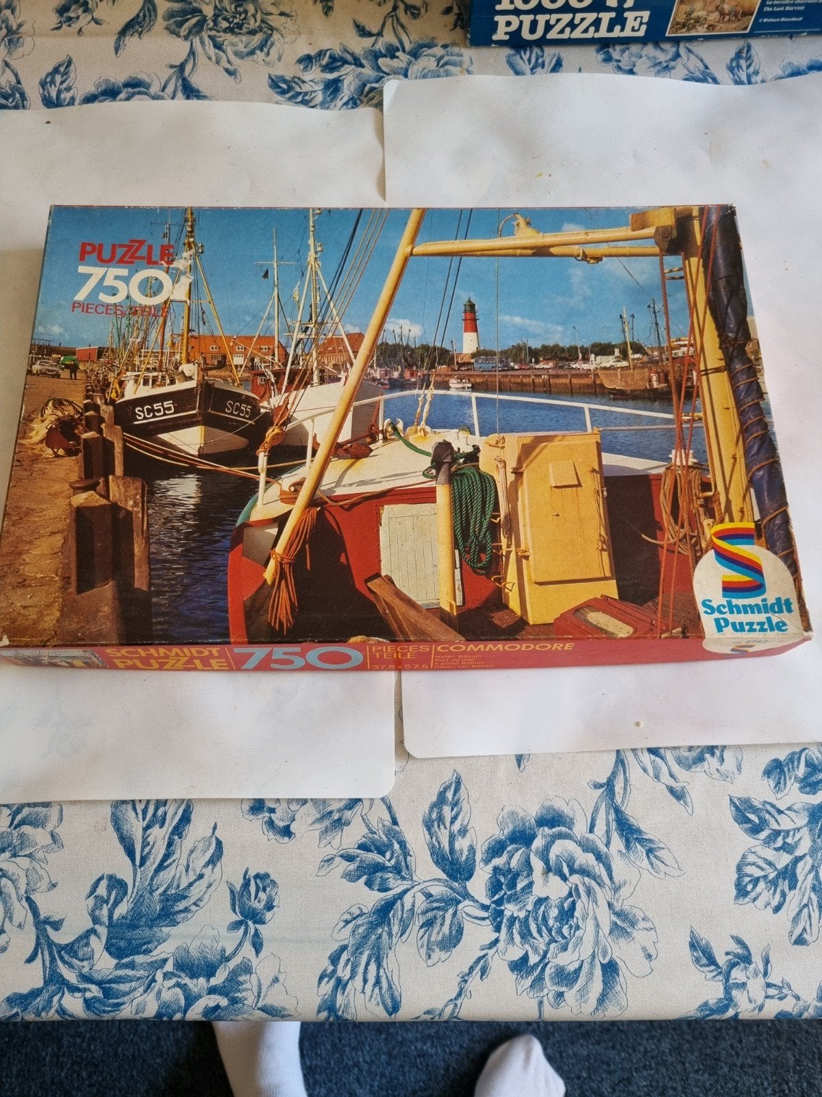 Schmidt Puzzel 750 Stukjes - Haven met Boten en Vuurtoren, Ophalen of Verzenden, 500 t/m 1500 stukjes, Gebruikt, Legpuzzel