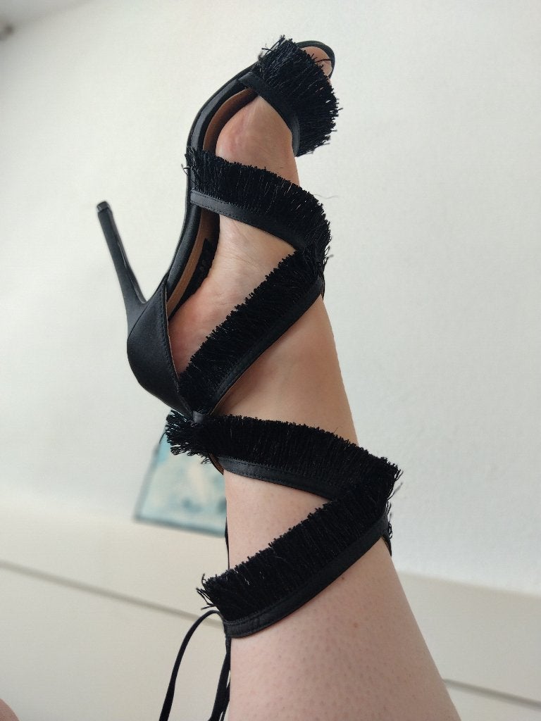 Silhouette Florence naaldhak met franje maat 5/maat 40, Zwart, Ophalen of Verzenden, Zo goed als nieuw, Schoenen met hoge hakken