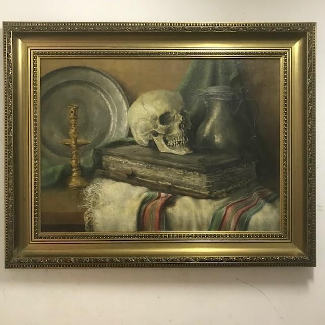 Schilderij Vanitas stilleven (boek / schedel / kandelaar, Ophalen