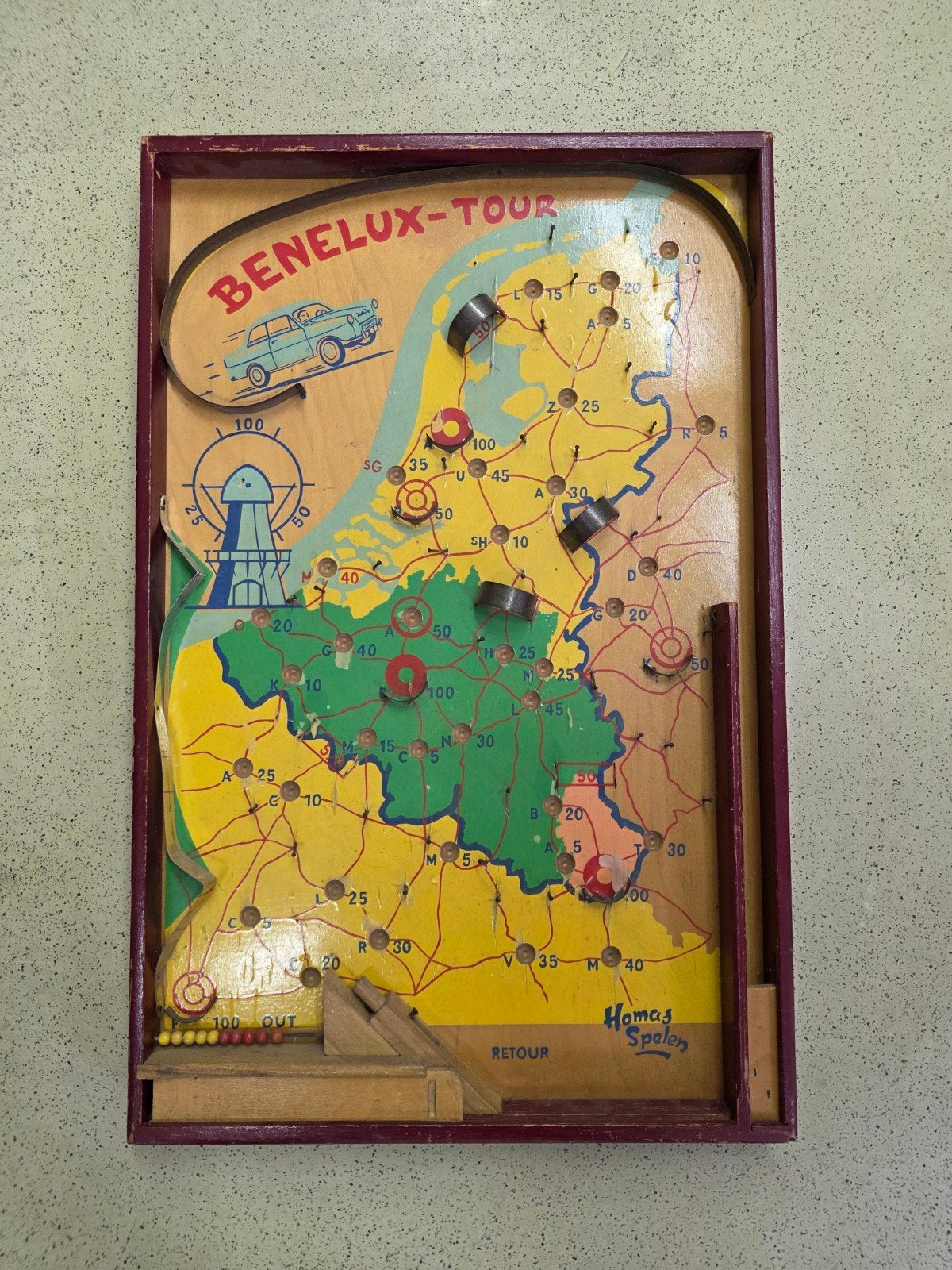 Vintage Homas Spelen Benelux-Tour Flipperkast, Kinderen en Baby's, Ophalen of Verzenden