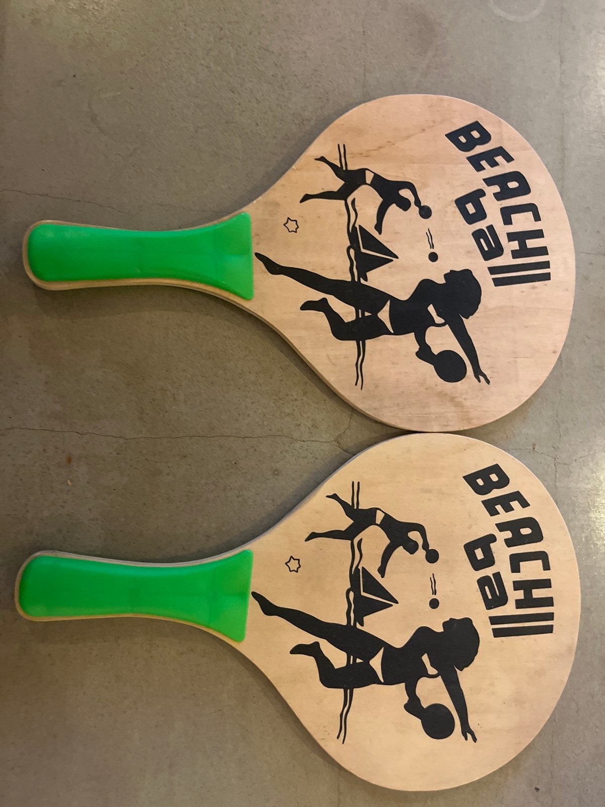 Houten Beachball Set met Groene Handvatten, Ophalen of Verzenden, Gebruikt