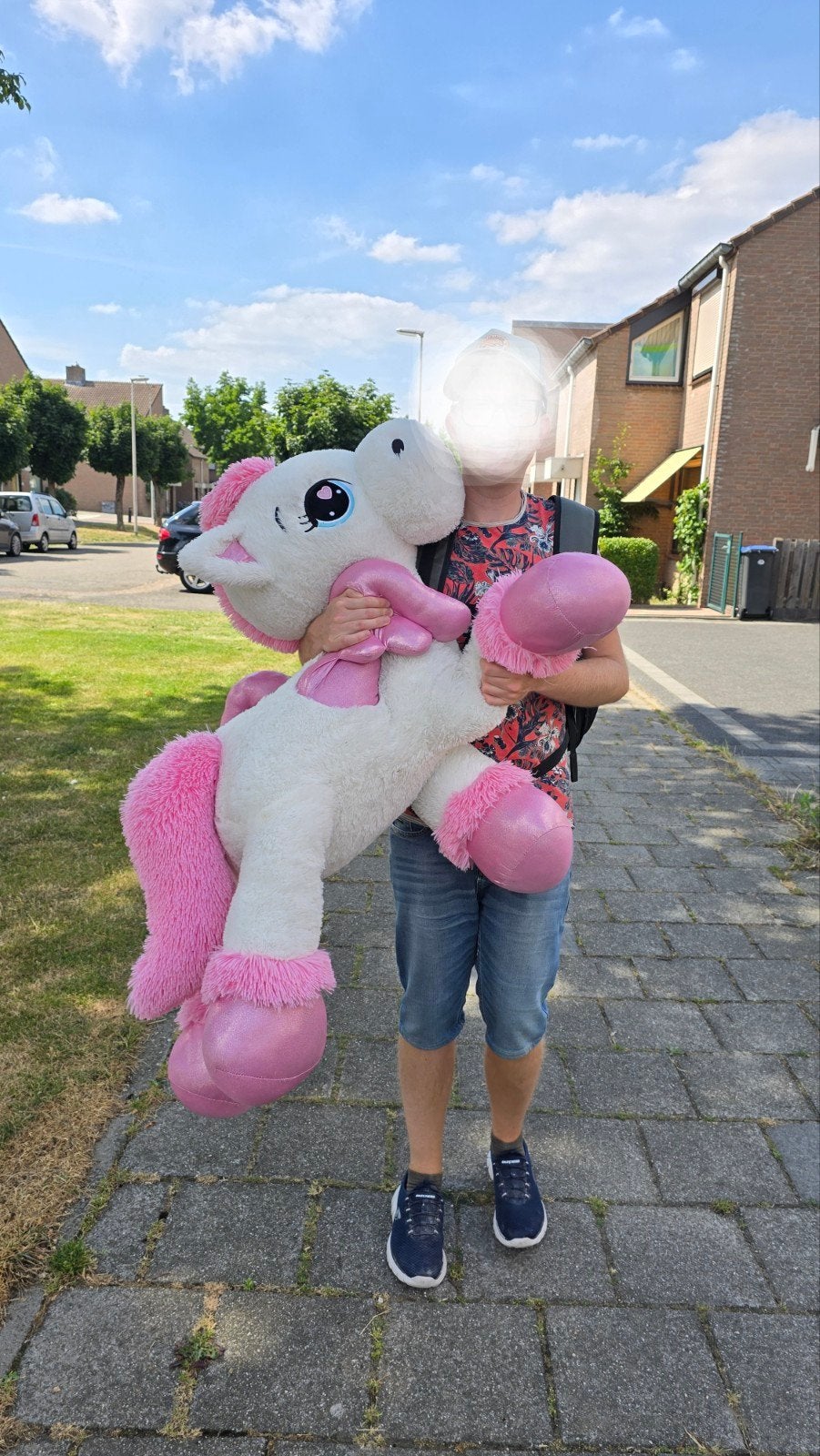 Grote eenhoorn knuffel - Roze en wit, Kinderen en Baby's, Speelgoed | Knuffels en Pluche, Ophalen, Eenhoorn, Zo goed als nieuw