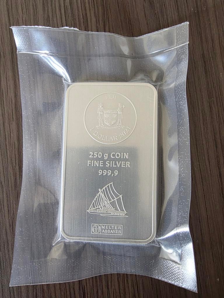 250 gram zilver muntbaar Fiji geseald, Postzegels en Munten, Edelmetalen en Baren, Ophalen, Zilver