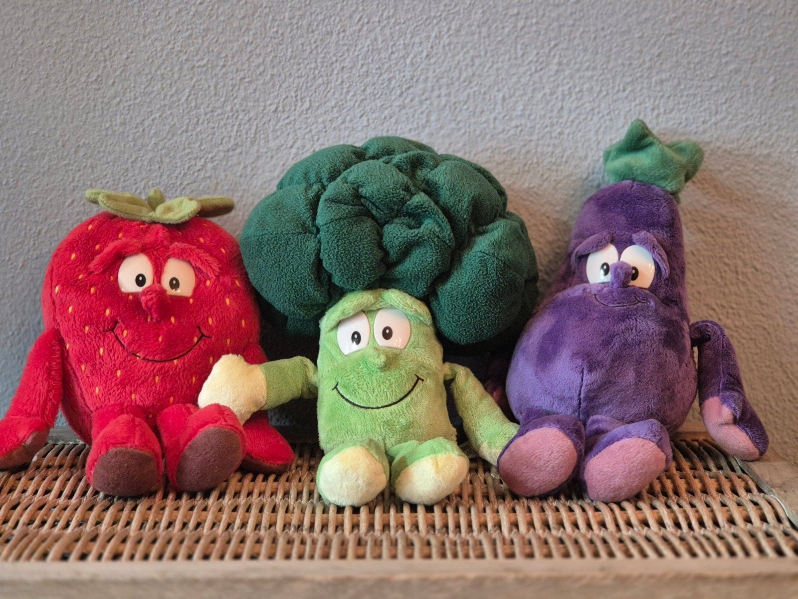Leuke groente knuffels: aardbei, broccoli, aubergine, Gebruikt, Overige merken, Overige karakters, Overige typen