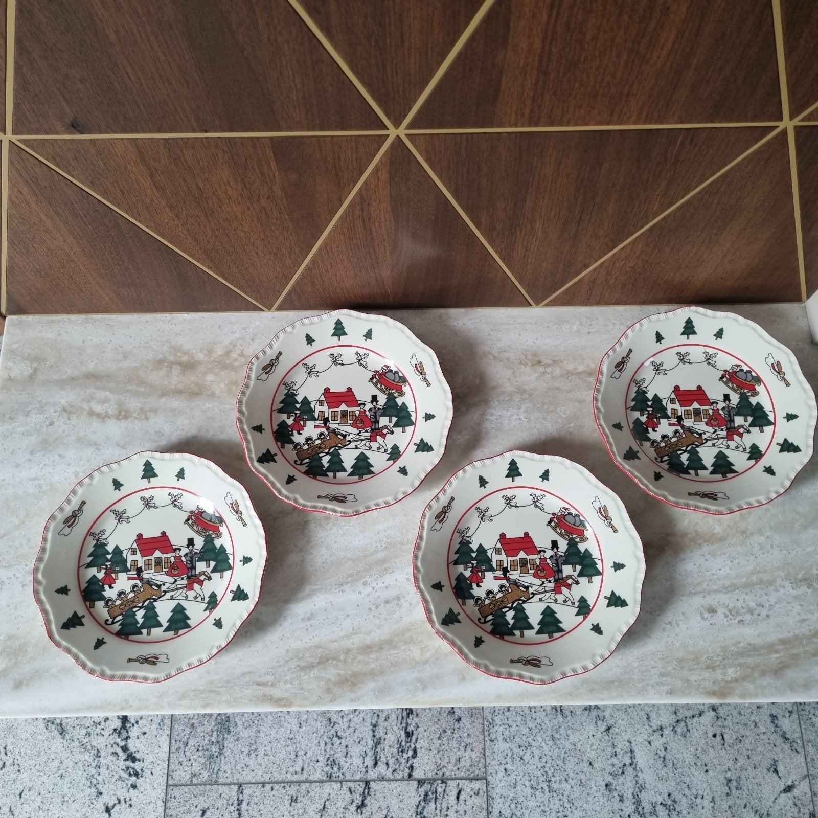 Mason's Christmas Village Ontbijtbordjes (4 stuks), Ophalen of Verzenden