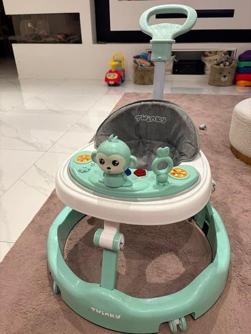 Twinky Baby Walker met Duwstang - Mintgroen, Ophalen of Verzenden, Zo goed als nieuw