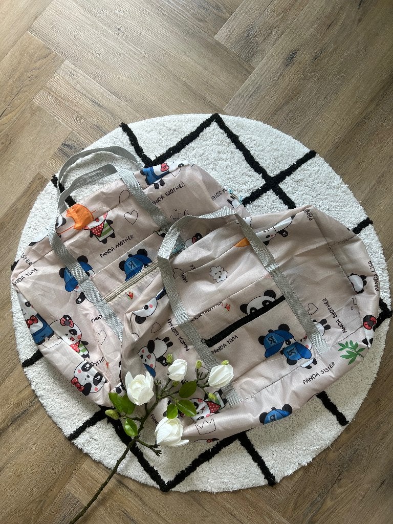 ZGAN 2x panda print weekend tas carry-on rits reis tassen, 30 cm of meer, Beige, Minder dan 35 cm, Ophalen of Verzenden