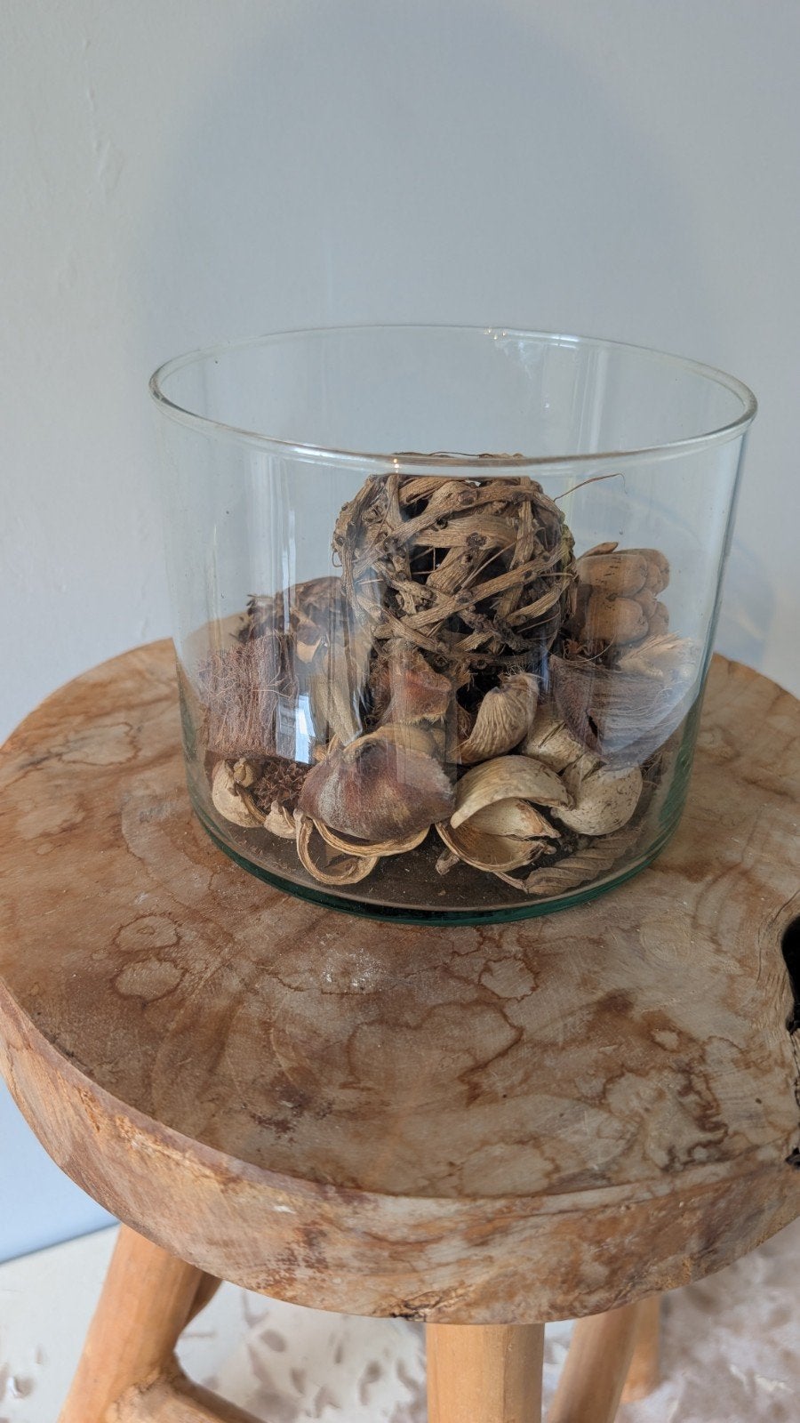 Decoratieve glazen pot met potpourri, Ophalen, Gebruikt, Meerkleurig, Landelijk