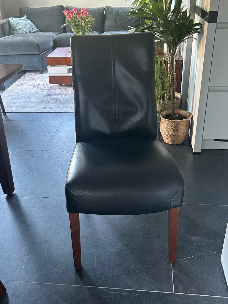 Eetkamerstoelen leer, Ophalen, Gebruikt, Blauw, Tijdloos, klassiek