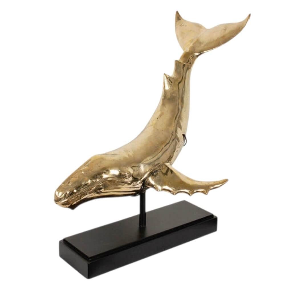 Walvis beeld messing XL goudkleurig, Antiek en Kunst, Antiek | Koper en Brons, Ophalen of Verzenden