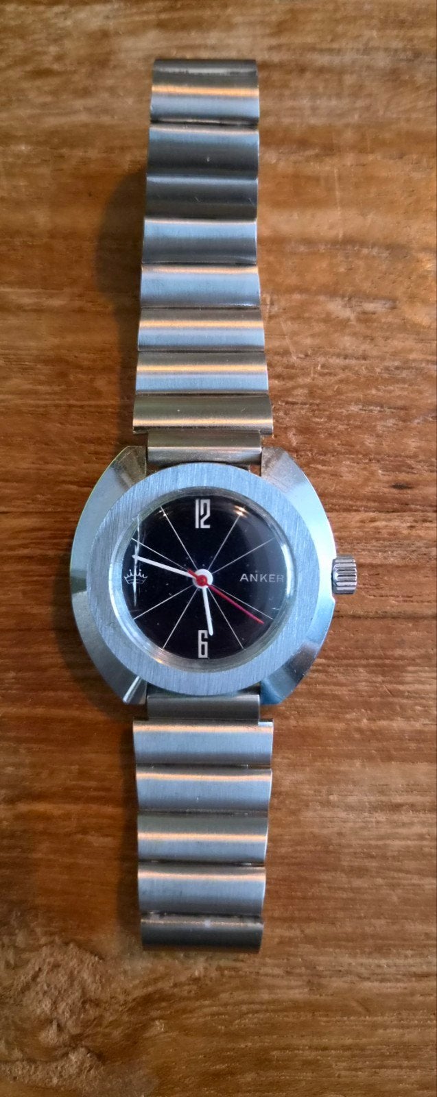 anker vintage handwinder horloge, Ophalen of Verzenden, Gebruikt, Leer, Overige merken